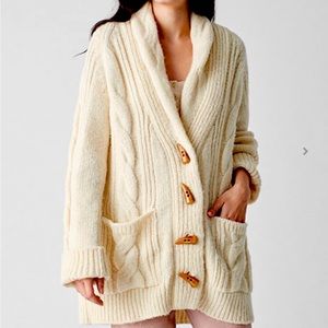 Faherty Cream Cable Knit Cardigan
